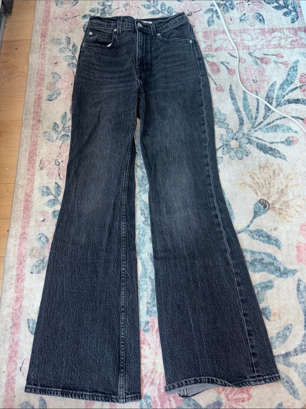 Levi's High-Rise Washed Black Flared Jeans
